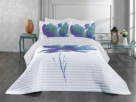Ambesonne Watercolor Flower Reversible Bedspread Set