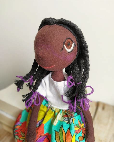 african american doll with braids by felthink dark skin cloth etsy uk african dolls african