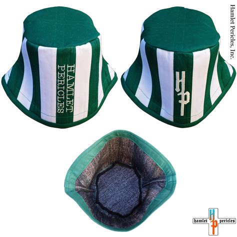Green White Patchwork Stripe Bucket Hat By Hamlet Pericles Inc