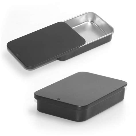 Buy Gere 6 Pack Metal Rectangular Sliding Lid Tin Boxes Black