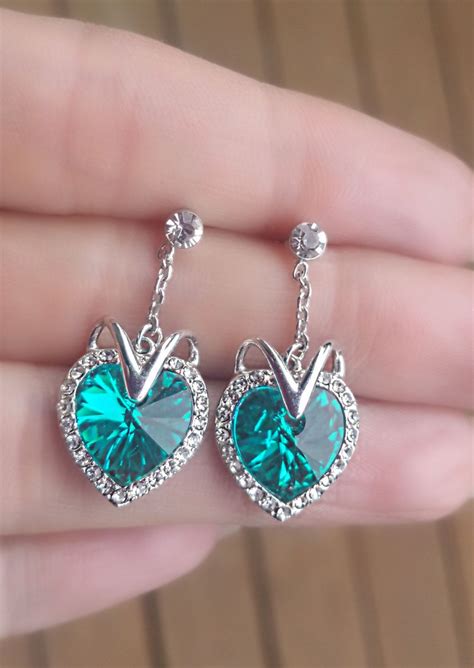 Fashion Jewelry Crystal Heart Stud Earrings Silver Crystal Etsy