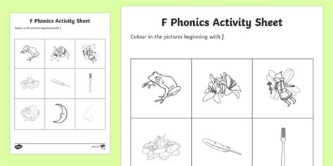 Phonics F Worksheet Primary Literacy Resources