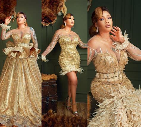 toyin lawani stuns in glittering gold dresses as she celebrates 37th birthday today photos