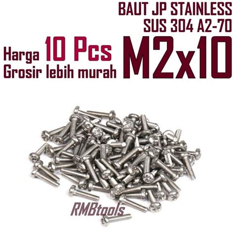 Jual 10pcs Baut Jp M2 X 10 Stainless Steel Baut Jp Stainless M2 X