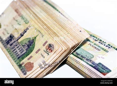 Stapel Von 200 ägyptischen Pfund Banknote Vorderseite Mit Bild Der