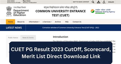 CUET PG Result Cuet Nta Nic In CutOff Scorecard Merit List Direct Link