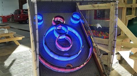 #instructables #diy #skeeball #skee ball #arcade #woodworking #workshop #game #carnival. My DIY skeeball table with LED lights in each ring custom games 2 player mode and more! Check ...