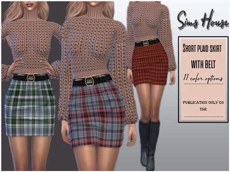 Short Plaid Skirt With Belt By Sims House At Tsr Sims 4 Updates