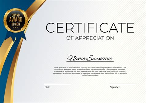 Golden Border Certificate Of Appreciation Free Certificate Templates