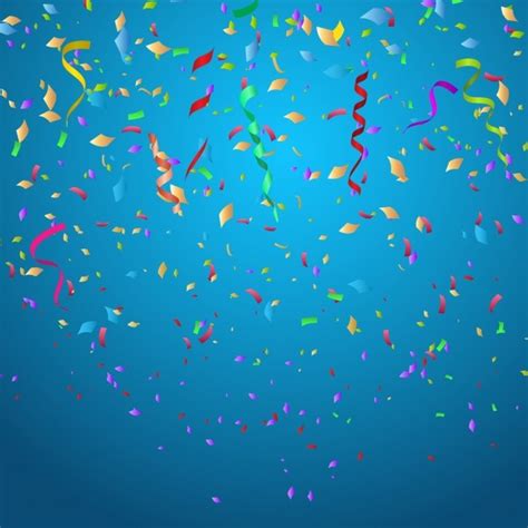 Colorful Confetti On Blue Background Vector Free Download