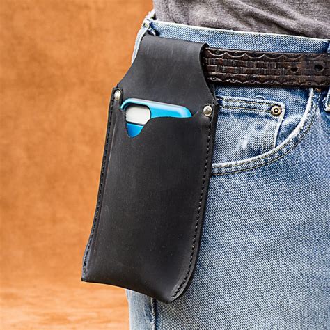 Large Leather Cell Phone Holster For Your Belt Handmade From Genuine
