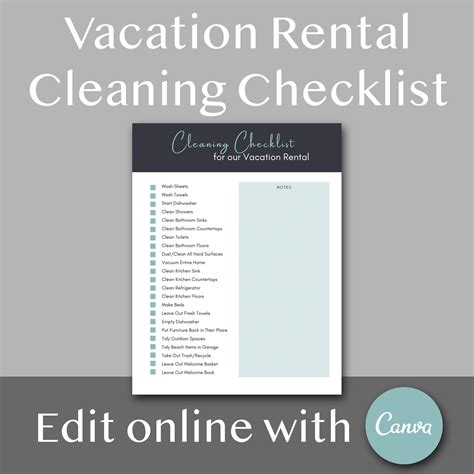 Vacation Rental Cleaning Checklist Edit Online With Canva Etsy Hong Kong