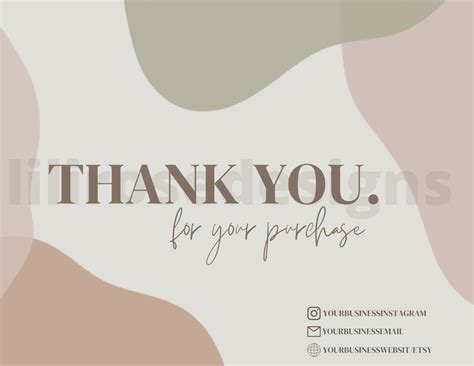 Small Business Thank You Card Editable Template Etsy