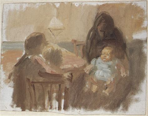 Frau mit Säuglingen und zwei anderen Kindern am Tisch Bilder Gemälde und Ölgemälde Replikation