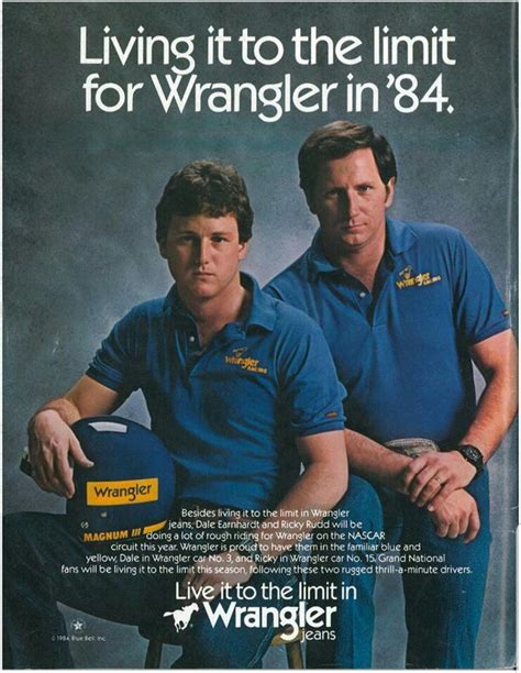 Wrangler Ad With Ricky Rudd And Dale Earnhardt 1984 Oldschoolcool