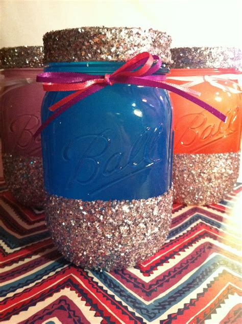 Painted Mason Jars With Glitter Glitter Mason Jars Mason Jar Crafts