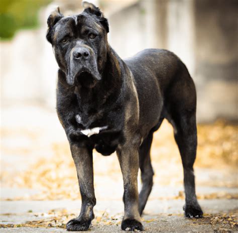 A Picture Of A Standing Brindle Cane Corso Pet Dog Owner