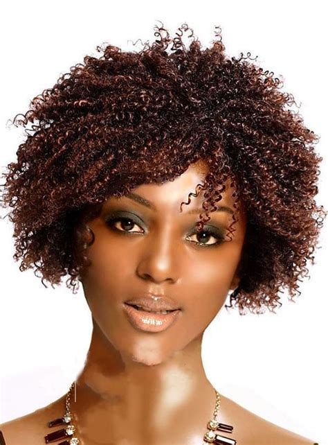 Black wigs are beautiful and look real! Short Afro Kinky Curly Wig Synthetic for African American ...