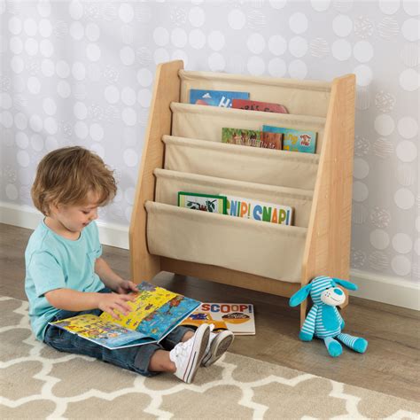 Kidkraft Sling Wooden Bookshelf Natural Toy Corner