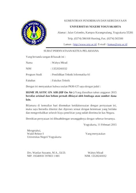Docx Pkm Gt Format Surat Pernyataan Ketua Pelaksana Dokumentips