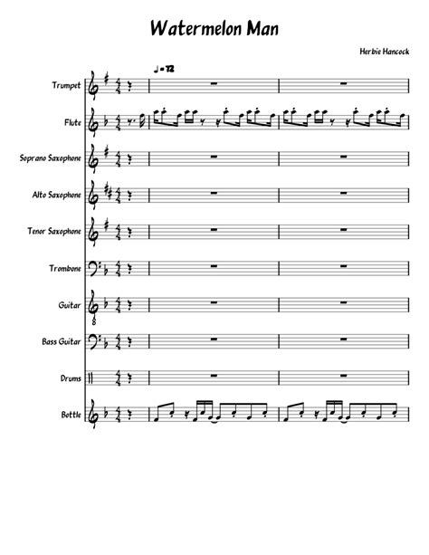 Watermelon Man Sheet Music For Flute Trumpet Soprano Saxophone Alto