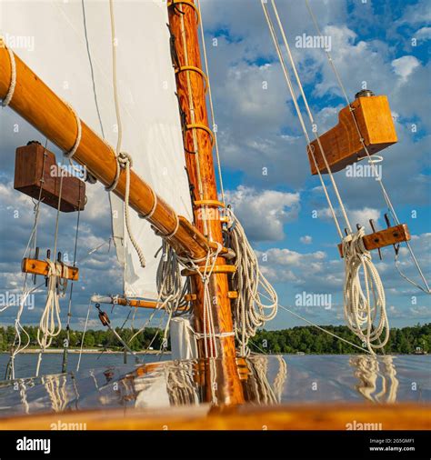 Sail And Rigging From Historic Schooner Stock Photo Alamy