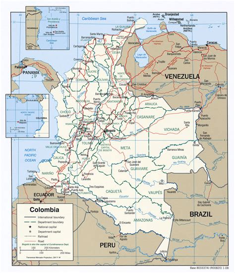 Large Detailed Political Map Of Colombia With Major Cities And Roads