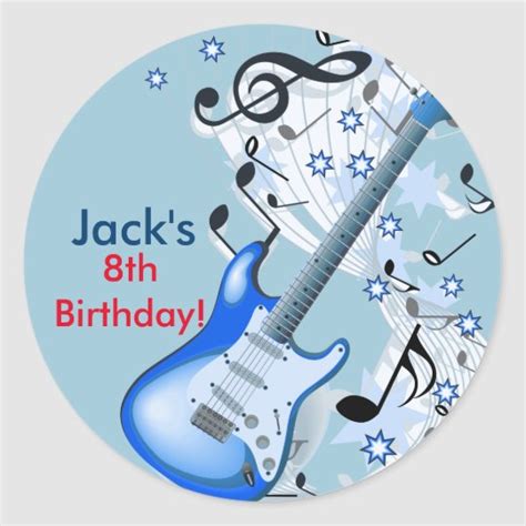 Rock Star Guitar Birthday Stickers