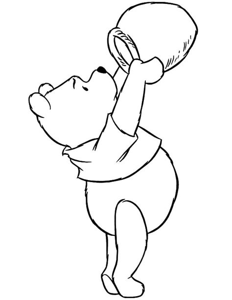 Pooh Honey Bear Checking Empty Honey Jar Coloring Pages Coloring Sky