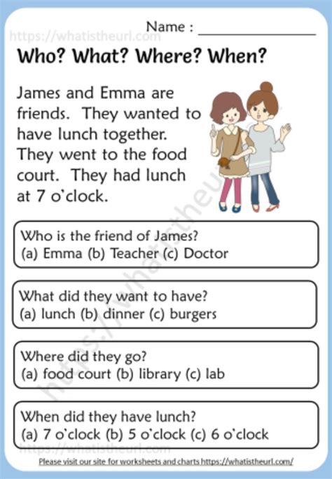 Who What Where When Reading Comprehension Worksheets Your Home