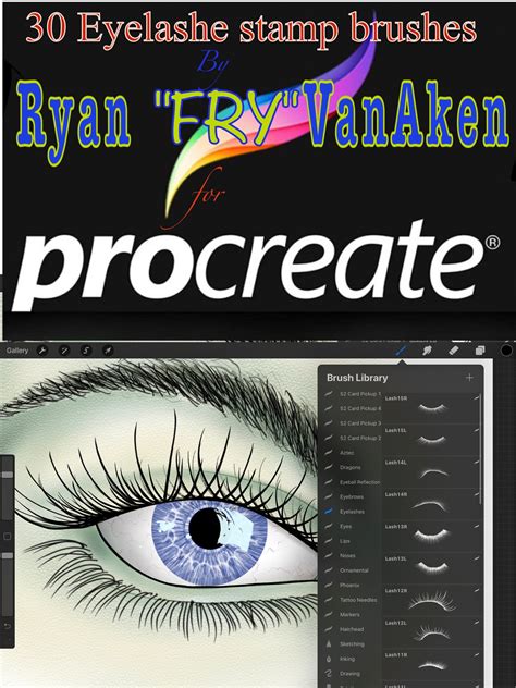 400+ procreate brush sets for beginners and pros. 32 eyelash brush stamps for drawing on the iPad with the ...