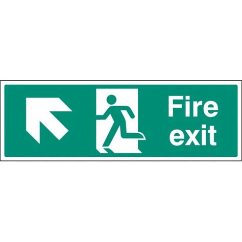 Fire Exit Sign White Up Left Arrow Discount Fire Systems Uk