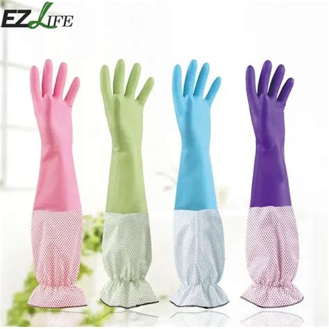 Durable Waterproof Household Glove Long Sleeve Dishwashing Cleaning Washing Gloves Plus Cashmere