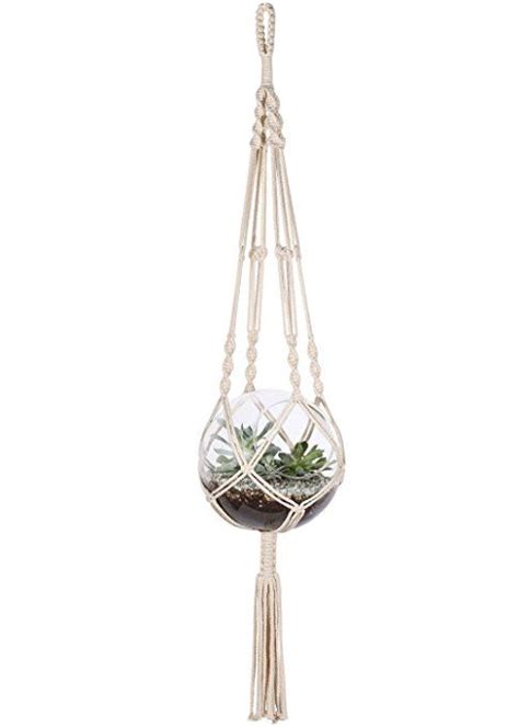 Mkono Macrame Plant Hanger Indoor Outdoor Hanging Planter Basket Cotton