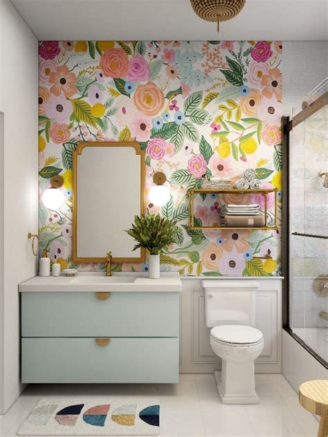 29 Bathroom Wallpaper Ideas Floral Patterned And More