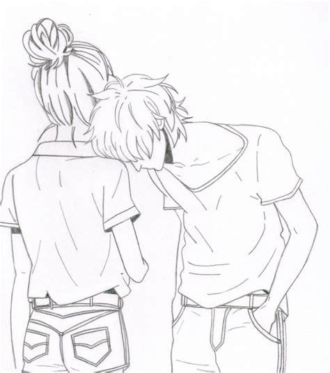 Boy Girl Holding Hands Drawing Sketch Coloring Page