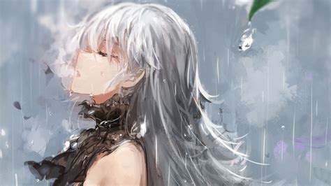 Black white silver and green anime it is a very clean transparent background image and its resolution is 500x800 , please mark the image source when quoting it. rain, closed eyes, open mouth, water drops, solo, anime ...