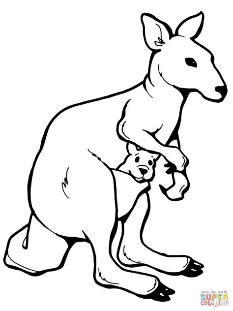 Coloriage - Kangourou avec son petit | Coloriages à imprimer gratuits