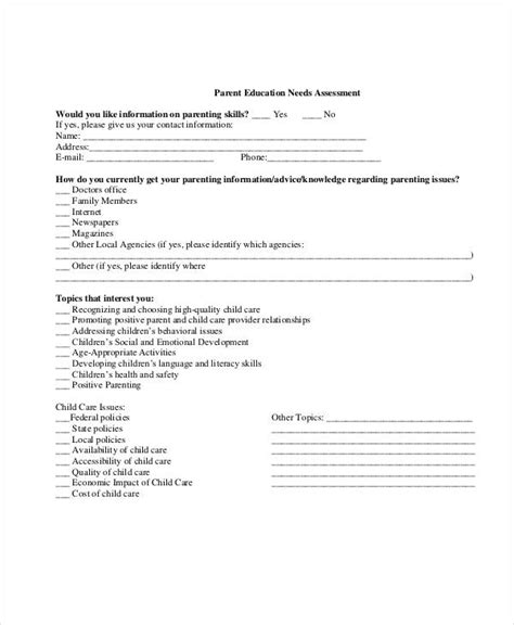 Needs Assessment Templates Word Excel Pdf Samples Examples