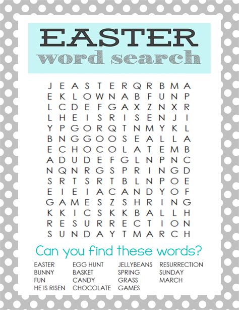 Free Printable Easter Word Searches For Adults Word