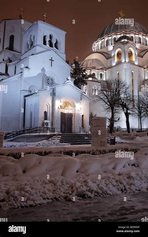 City Of Belgrade At Winter Night Stock Photo Alamy