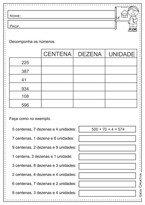 Atividades Unidade Dezena E Centena 3o Ano