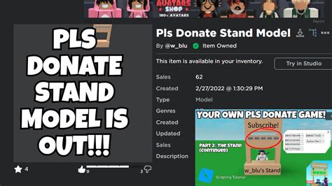 updated pls donate stand model youtube