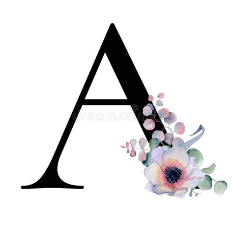 Alfabeto Floral De La Acuarela Diseño De La Letra Inicial A Del