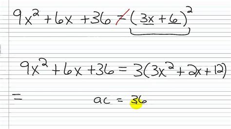 Position to terms rules use algebra to work out what number is in a sequence if the position in the sequence is known. Factoring a Perfect Square Trinomial - YouTube