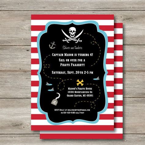Pirate Invitation Digital Pirate Party Invitation Pirate Etsy