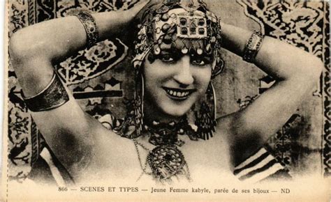 Pc Cpa Scenes Et Types Jeune Femme Kabyle Bijoux Female Ethnic Nude