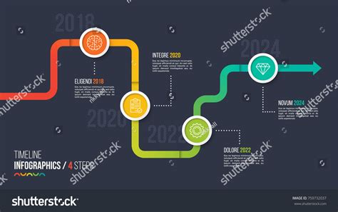 Vektor Stok Four Steps Timeline Milestone Infographic Chart Tanpa