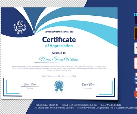Printable Of Appreciation Certificate Template 104730