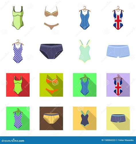Isolated Object Of Bikini And Fashion Sign Collection Of Bikini And Swimsuit Stock Symbol For